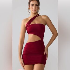 Oh Polly Red Asymmetrical Cut-Out Mini Dress